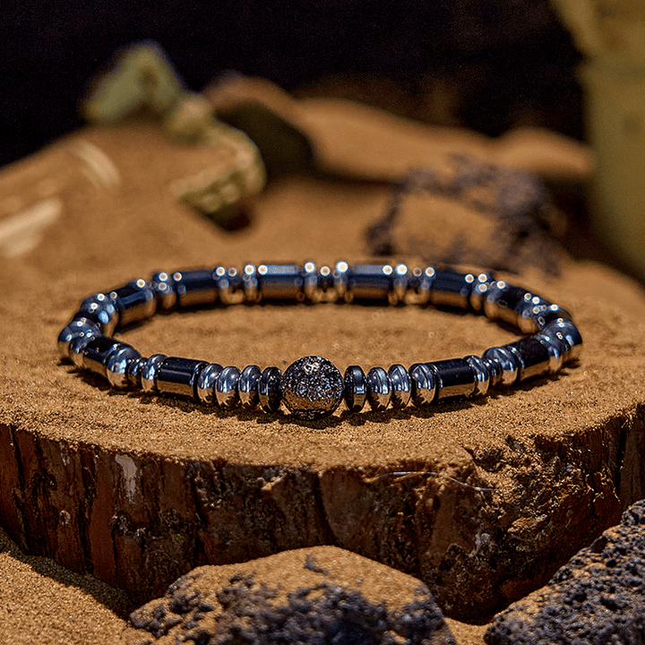 Bracciale Olivenorma in argento elettroplaccato ematite e pietra lavica 