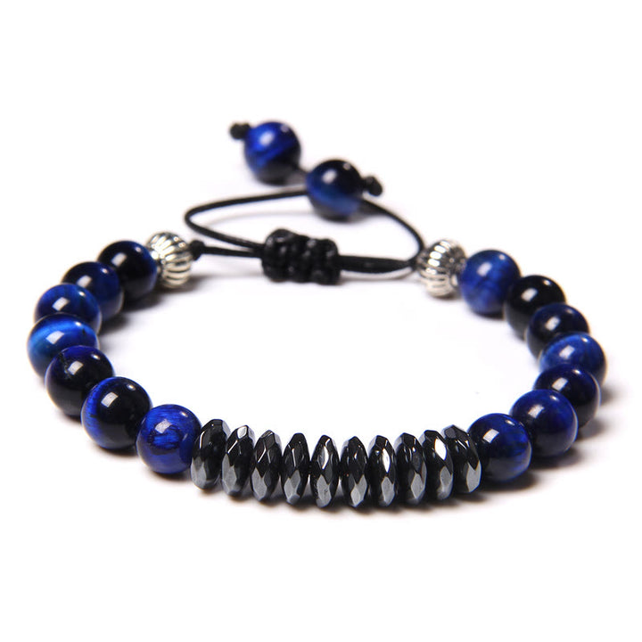 Olivenorma Braccialetto con perline geometriche in ematite occhio di tigre da 8 mm 