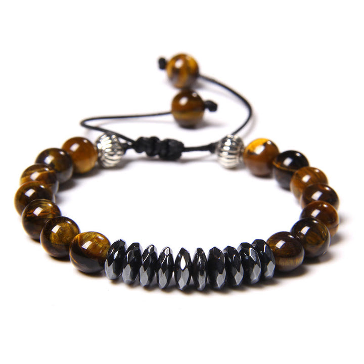 Olivenorma Braccialetto con perline geometriche in ematite occhio di tigre da 8 mm 