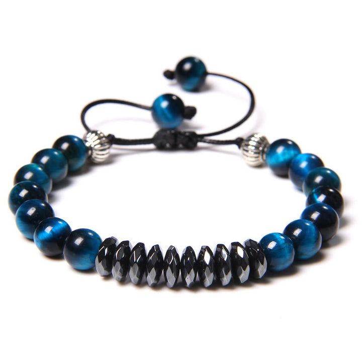 Olivenorma Braccialetto con perline geometriche in ematite occhio di tigre da 8 mm 