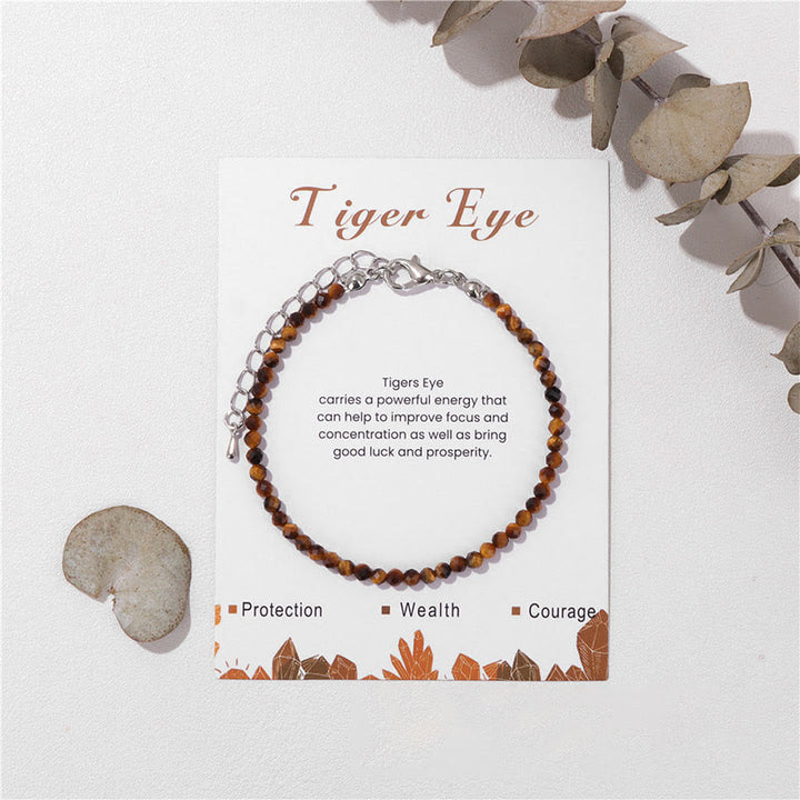 Bracciale Olivenorma con perline sfaccettate in pietra naturale da 3 mm 