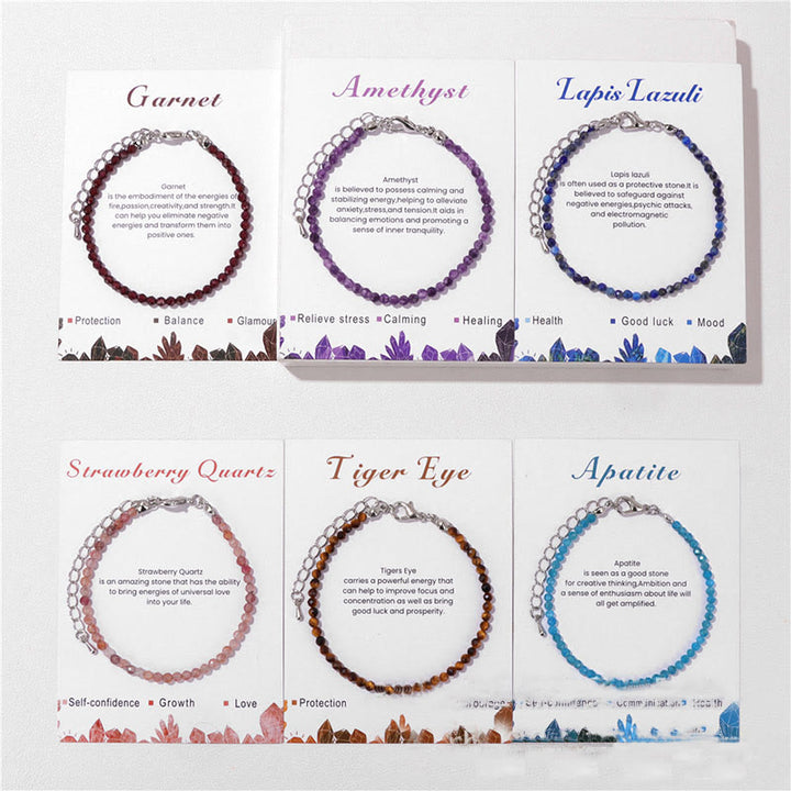 Bracciale Olivenorma con perline sfaccettate in pietra naturale da 3 mm 