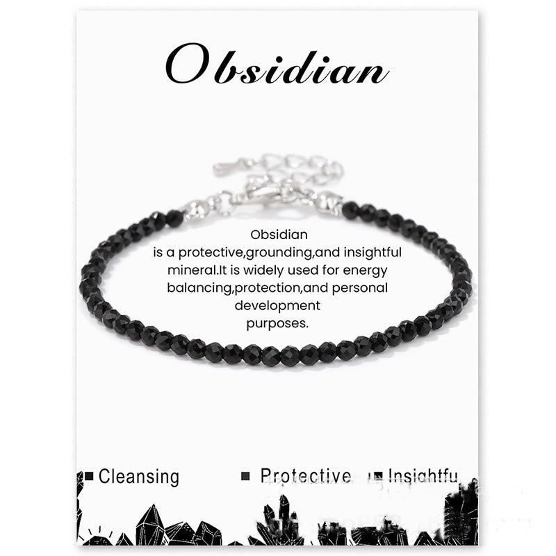 Bracciale Olivenorma con perline sfaccettate in pietra naturale da 3 mm 