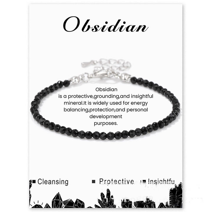 Bracciale Olivenorma con perline sfaccettate in pietra naturale da 3 mm 