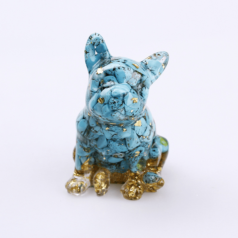 Decorazione in pietra preziosa Bulldog francese in cristallo Olivenorma - Turchese - image 33