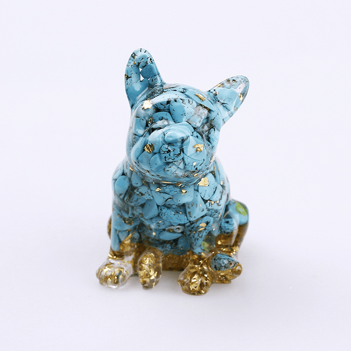 Decorazione in pietra preziosa Bulldog francese in cristallo Olivenorma - Turchese - image 33