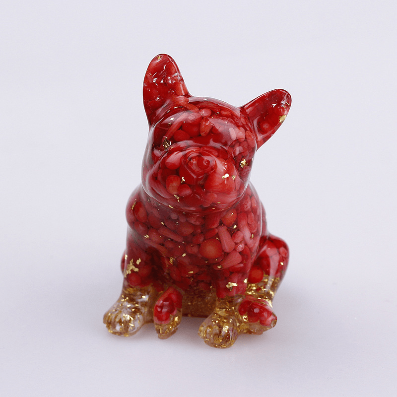 Decorazione in pietra preziosa Bulldog francese in cristallo Olivenorma - Agata rossa - image 28