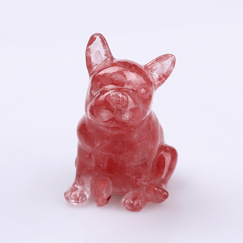 Decorazione in pietra preziosa Bulldog francese in cristallo Olivenorma - Quarzo Fragola - image 41