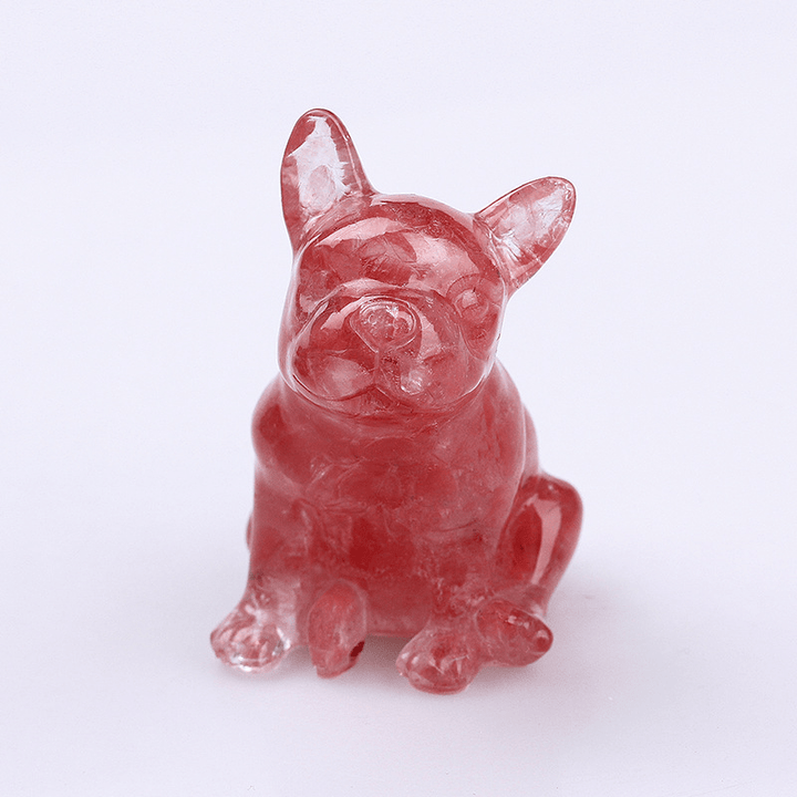 Decorazione in pietra preziosa Bulldog francese in cristallo Olivenorma - Quarzo Fragola - image 41