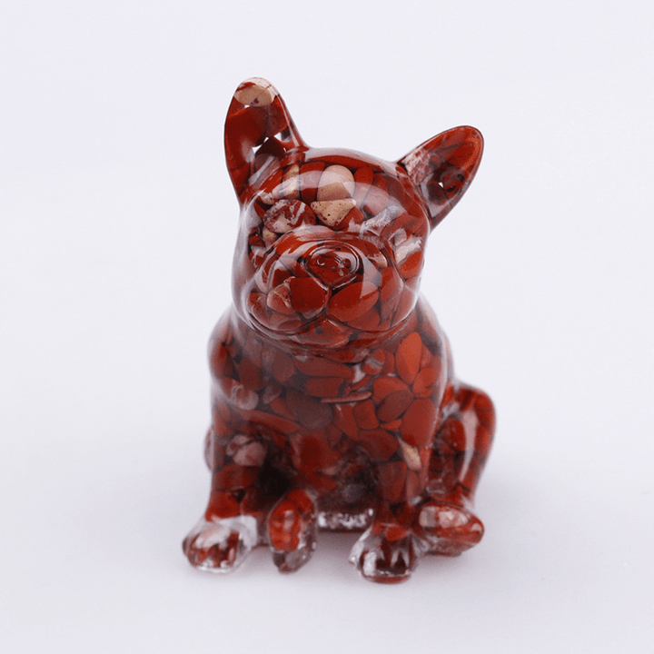 Decorazione in pietra preziosa Bulldog francese in cristallo Olivenorma - Diaspro rosso - image 22