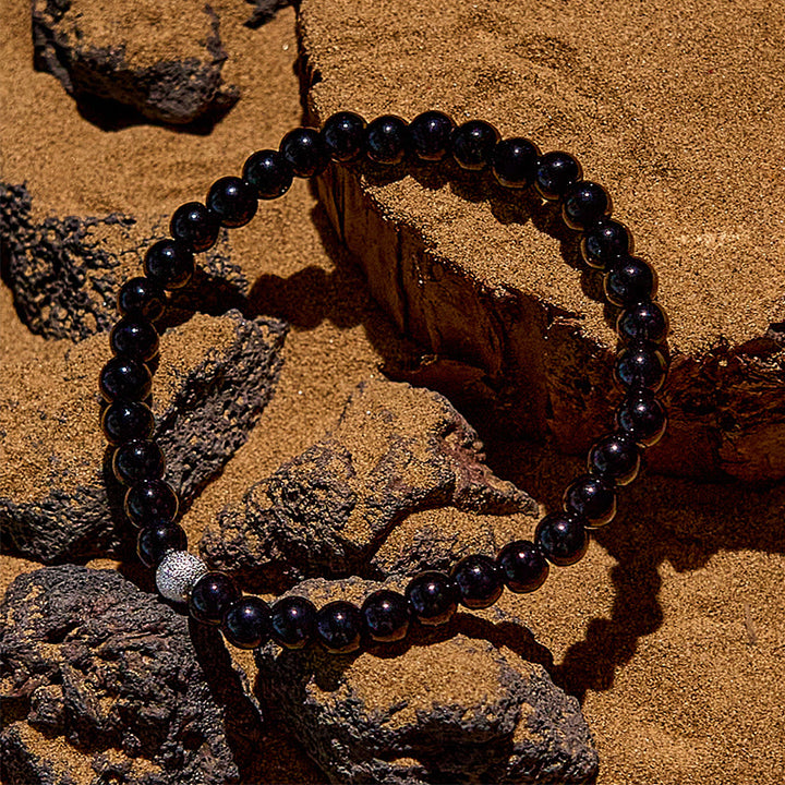 Olivenorma 2 pezzi Braccialetto di perline in ossidiana e ematite occhio di tigre 