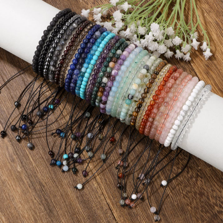 Olivenorma Bracciale con coulisse in perline di pietra naturale da 4 mm/6 mm