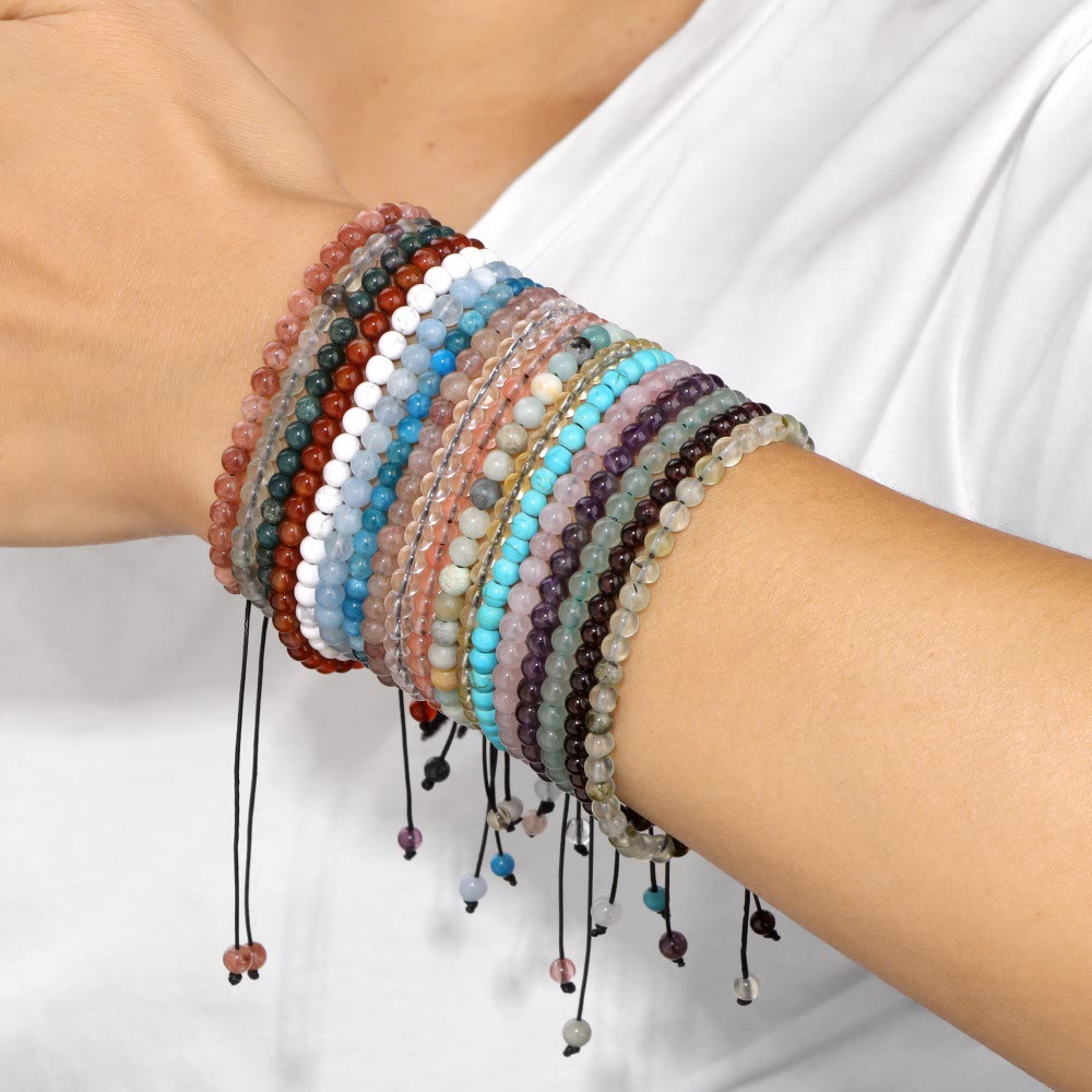 Olivenorma Bracciale con coulisse in perline di pietra naturale da 4 mm/6 mm