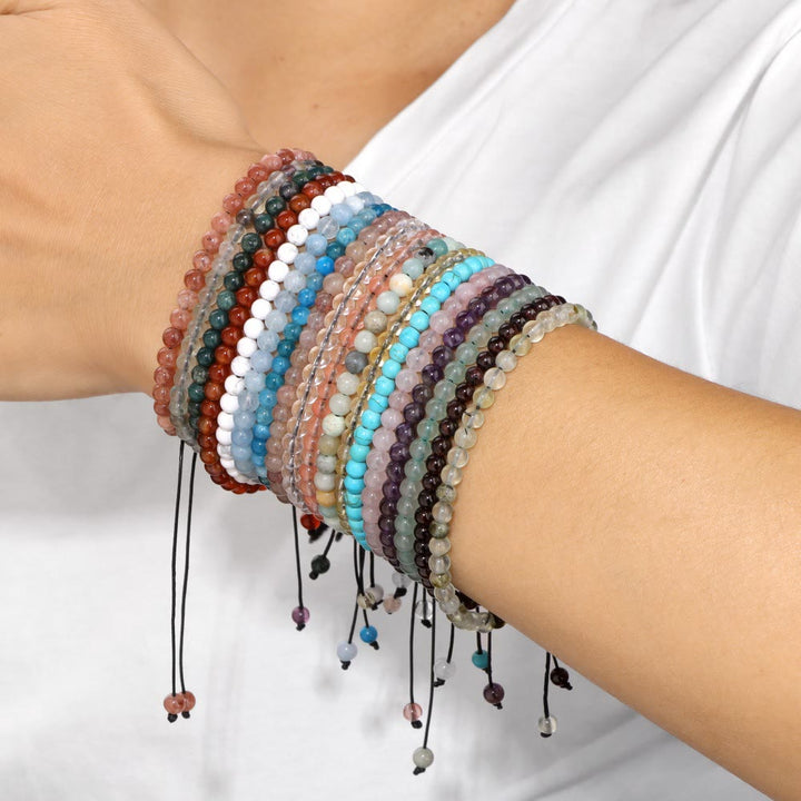 Olivenorma Bracciale con coulisse in perline di pietra naturale da 4 mm/6 mm