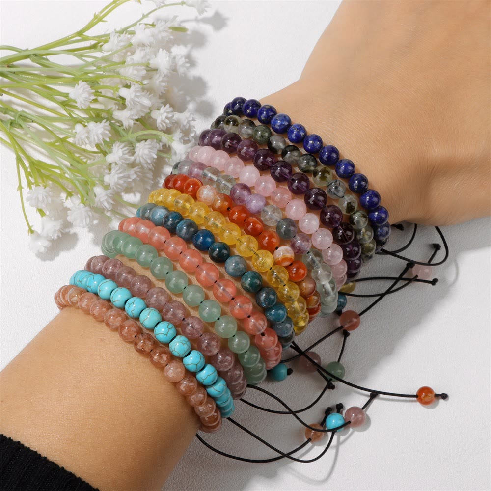 Olivenorma Bracciale con coulisse in perline di pietra naturale da 4 mm/6 mm