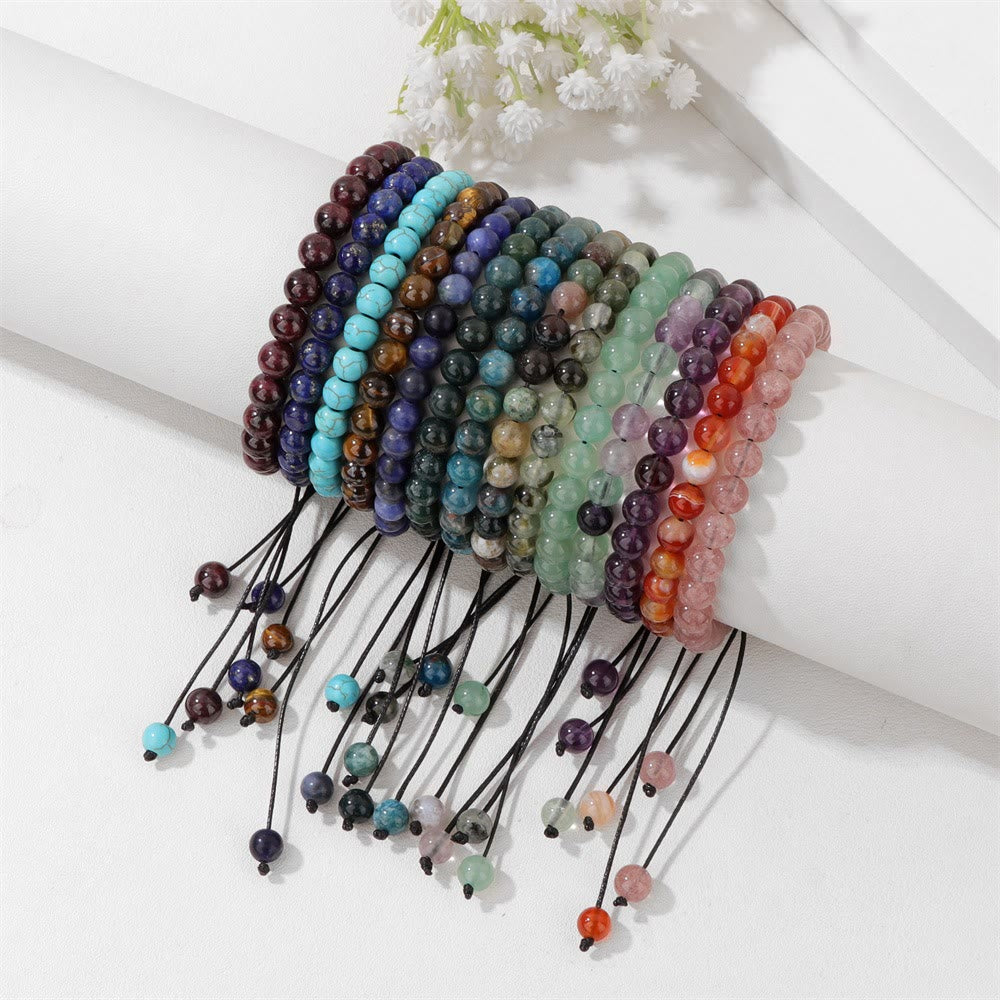 Olivenorma Bracciale con coulisse in perline di pietra naturale da 4 mm/6 mm