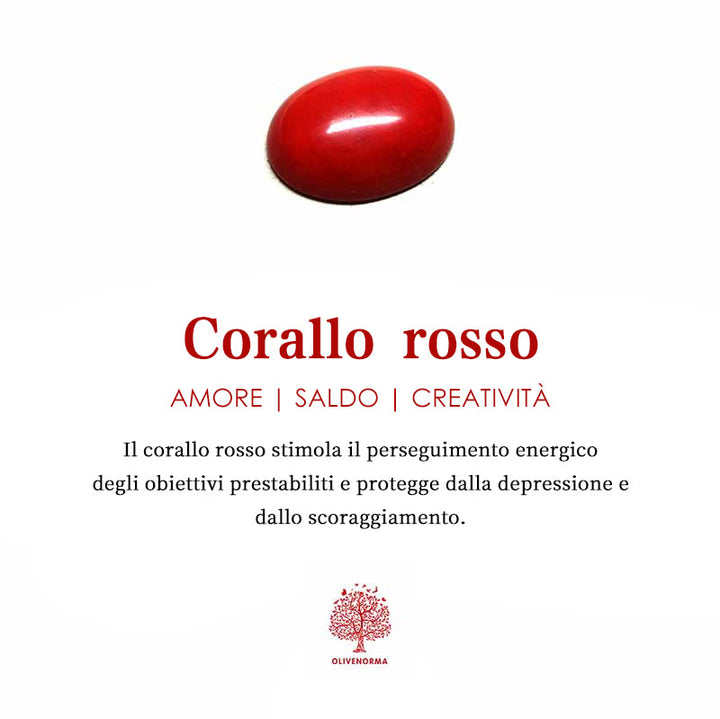 Olivenorma Opale con Corallo Rosso Hamsa Orgone Piramide 