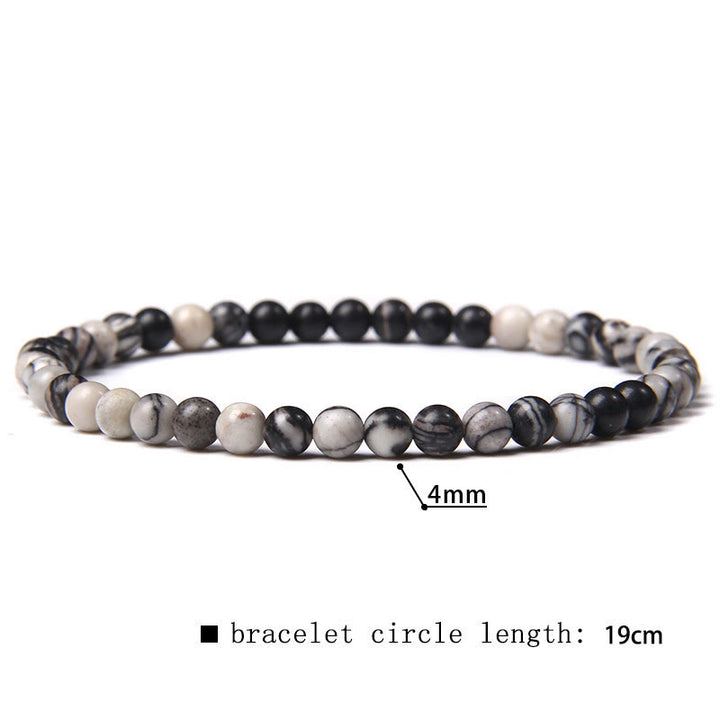Bracciale di perline in pietra naturale Olivenorma da 4 mm 