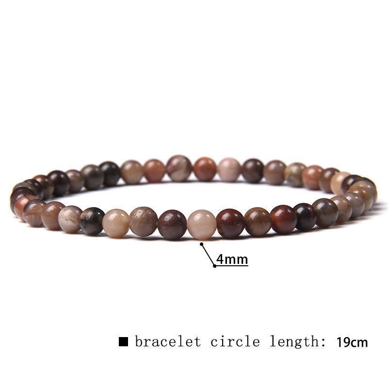 Bracciale di perline in pietra naturale Olivenorma da 4 mm 