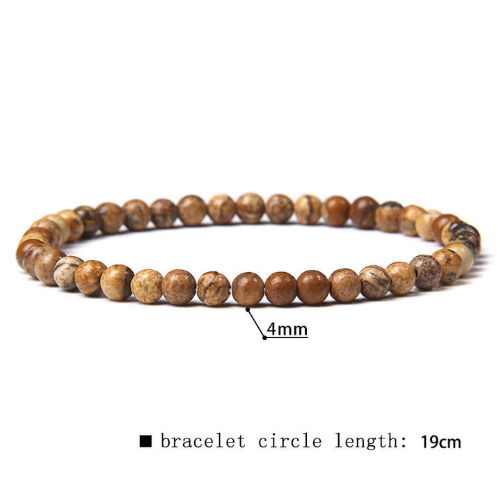 Bracciale di perline in pietra naturale Olivenorma da 4 mm 