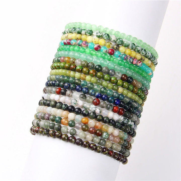 Bracciale di perline in pietra naturale Olivenorma da 4 mm 