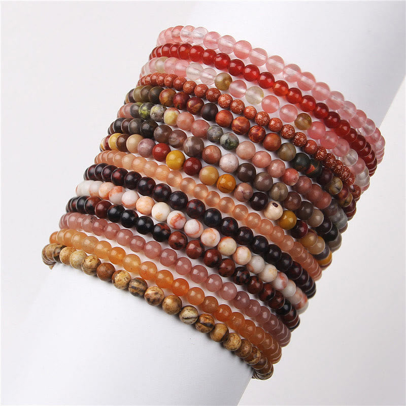 Bracciale di perline in pietra naturale Olivenorma da 4 mm 