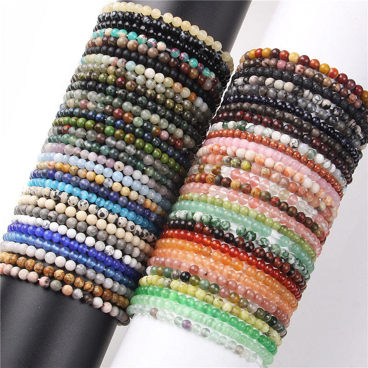 Bracciale di perline in pietra naturale Olivenorma da 4 mm 