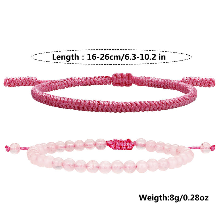 Bracciale intrecciato con perline di quarzo rosa naturale Olivenorma