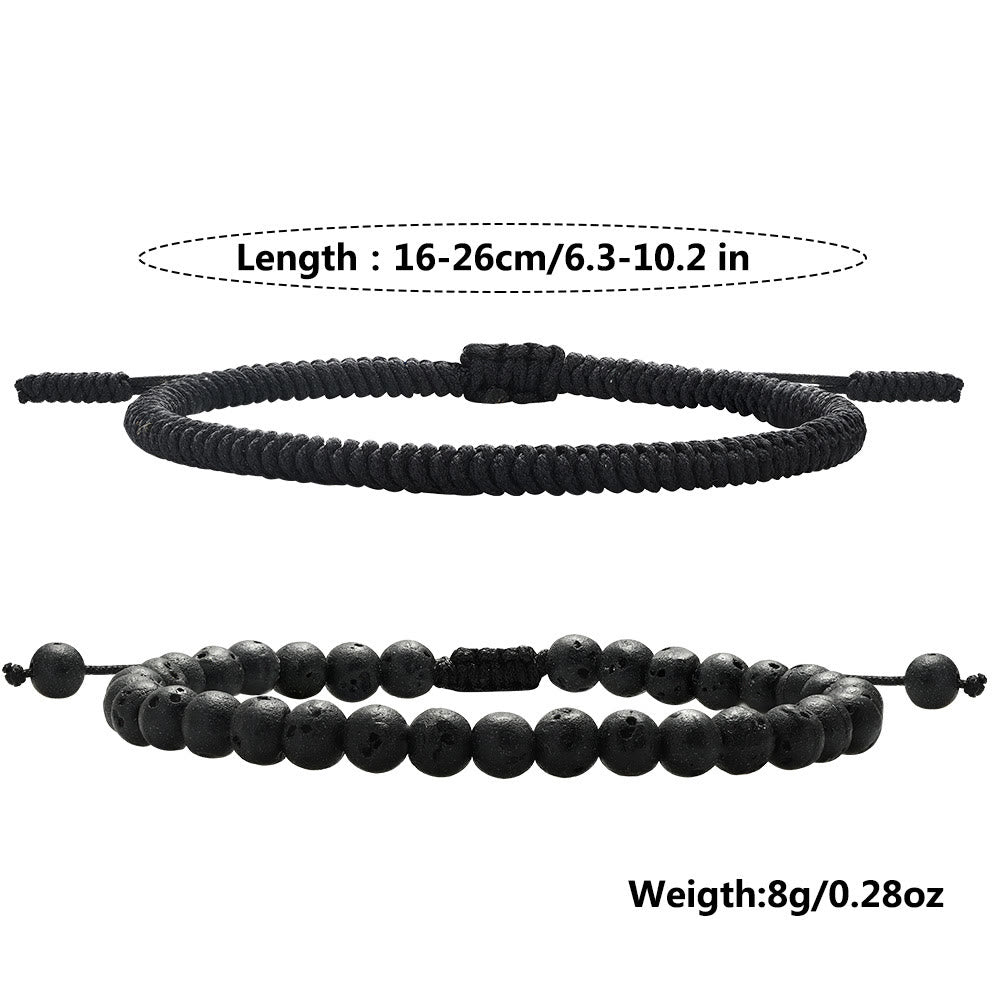Bracciale intrecciato con perline di pietra lavica naturale Olivenorma