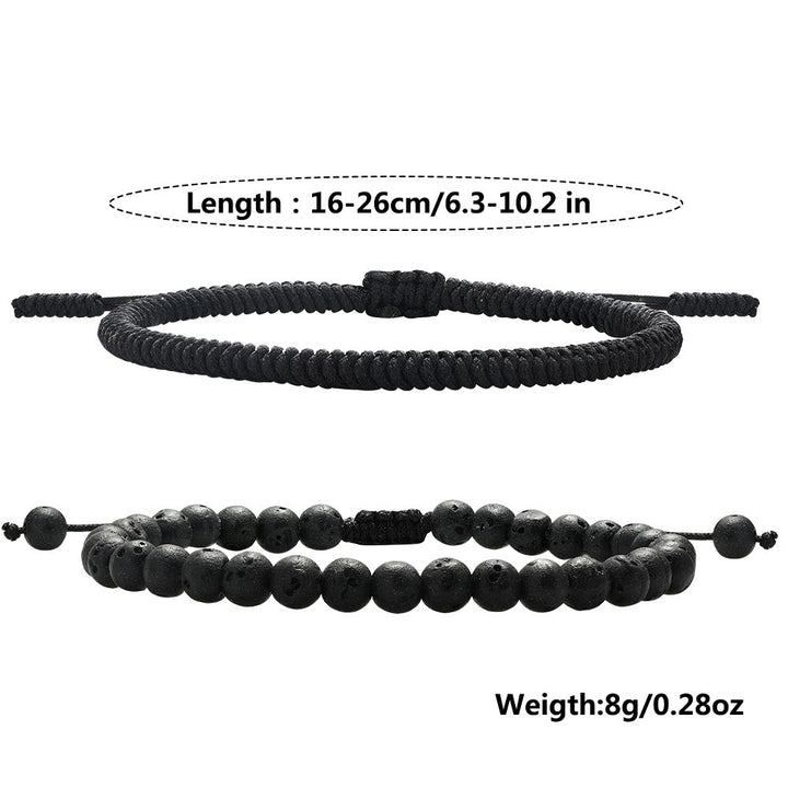 Bracciale intrecciato con perline di pietra lavica naturale Olivenorma