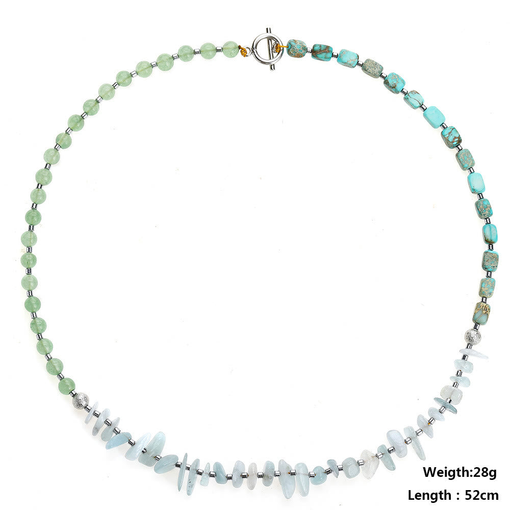Bracciale Olivenorma in pietra imperiale con perline di avventurina verde e acquamarina