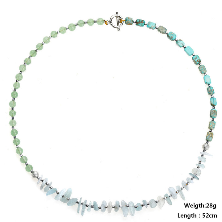 Bracciale Olivenorma in pietra imperiale con perline di avventurina verde e acquamarina