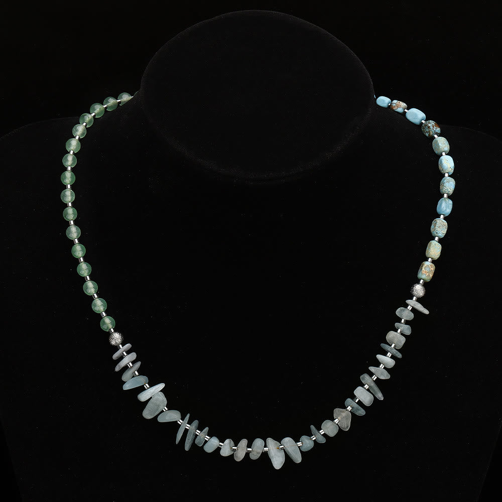 Bracciale Olivenorma in pietra imperiale con perline di avventurina verde e acquamarina