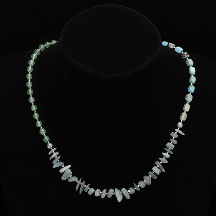 Bracciale Olivenorma in pietra imperiale con perline di avventurina verde e acquamarina