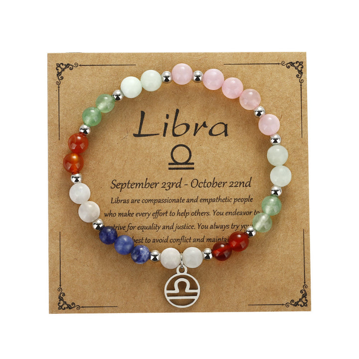 Olivenorma Braccialetto in argento con perline in pietra naturale e zodiaco pandent
