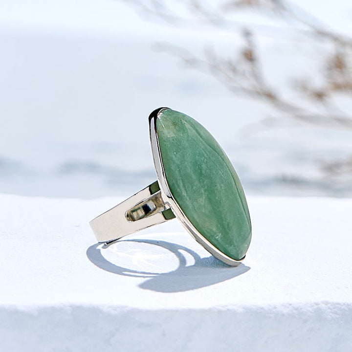 Anello regolabile in amazzonite irregolare naturale Olivenorma