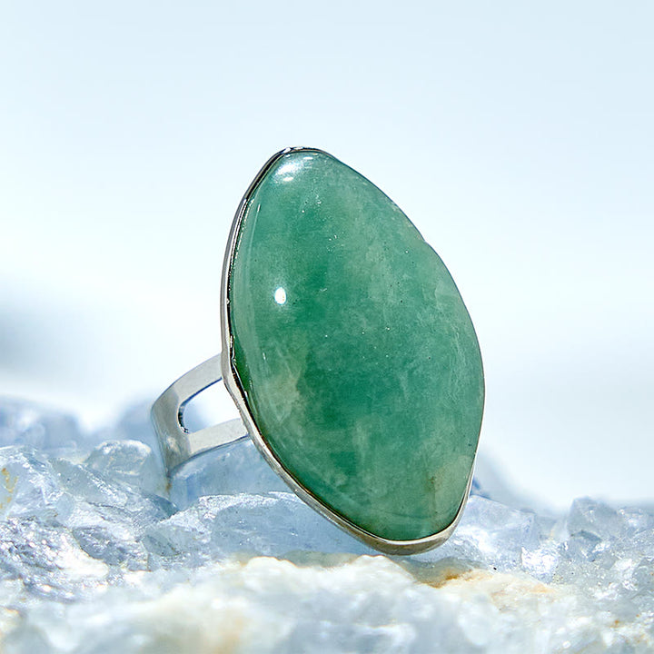 Anello regolabile in amazzonite irregolare naturale Olivenorma