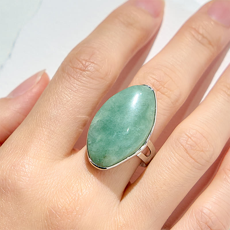 Anello regolabile in amazzonite irregolare naturale Olivenorma