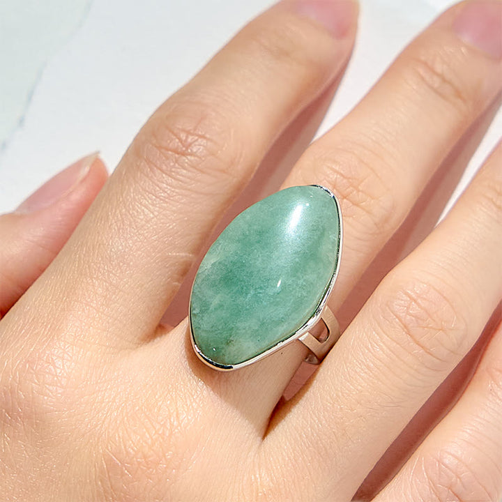 Anello regolabile in amazzonite irregolare naturale Olivenorma