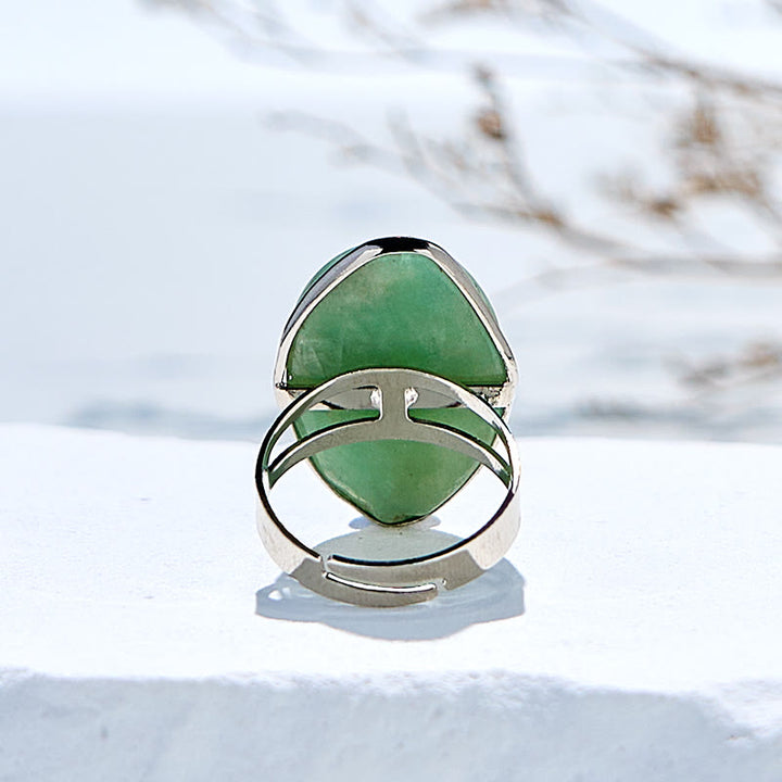 Anello regolabile in amazzonite irregolare naturale Olivenorma