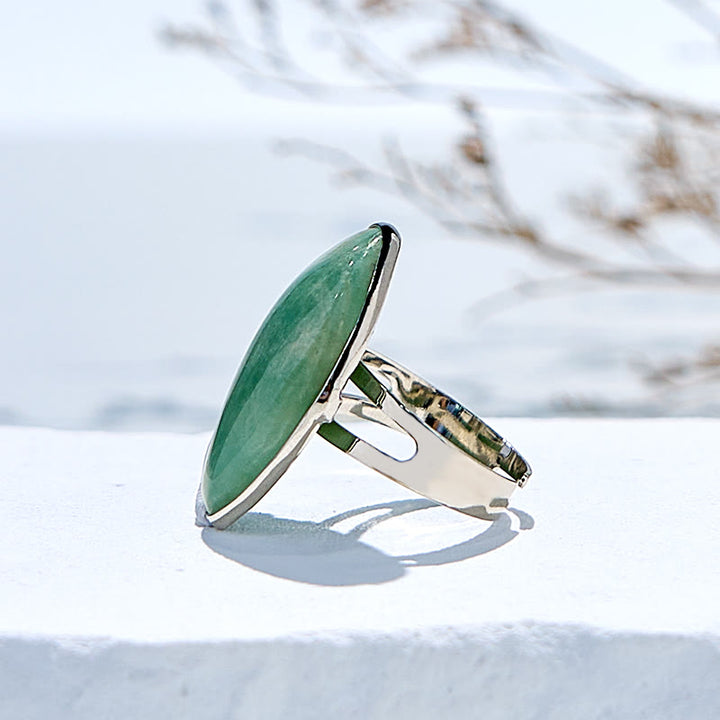 Anello regolabile in amazzonite irregolare naturale Olivenorma