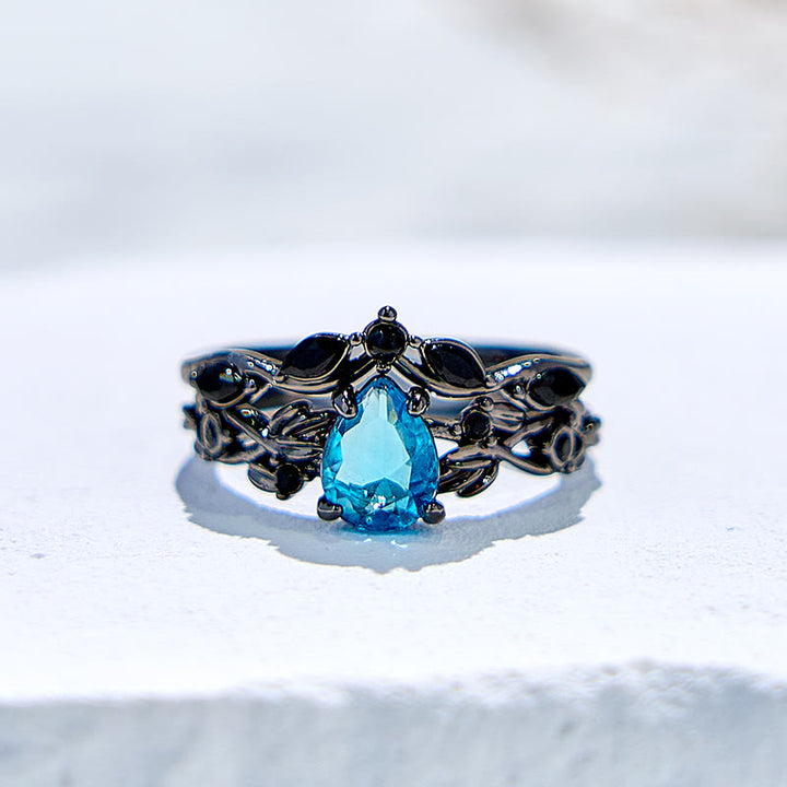 Olivenorma Lucky Stone Anello di fidanzamento con foglia di acquamarina