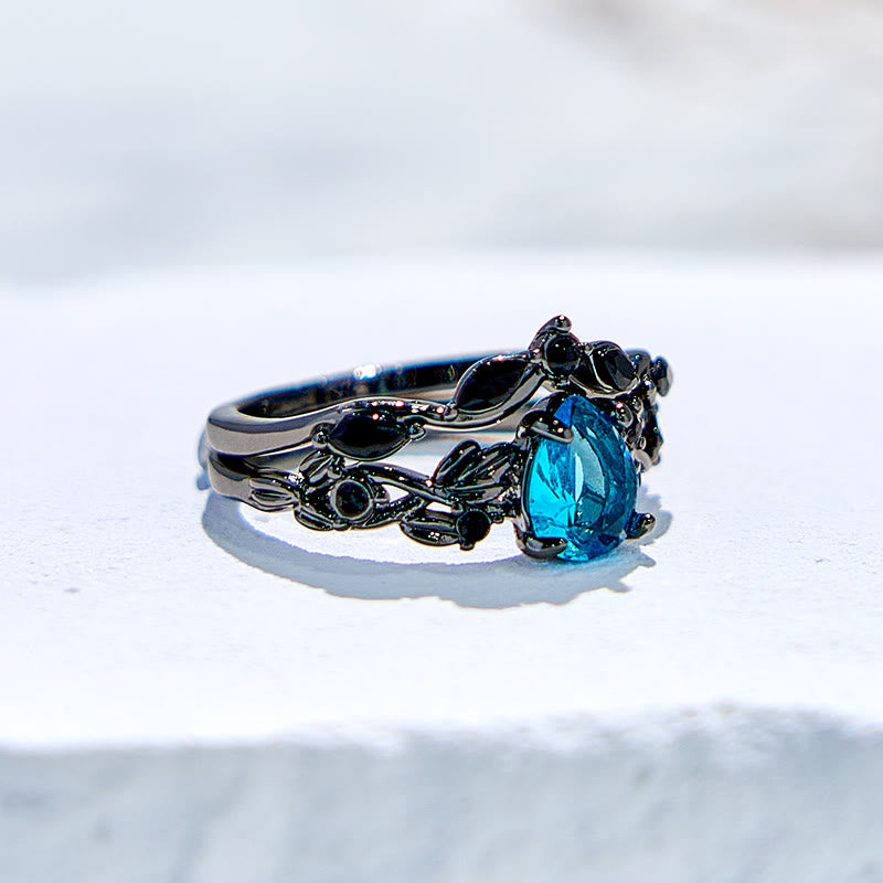 Olivenorma Lucky Stone Anello di fidanzamento con foglia di acquamarina