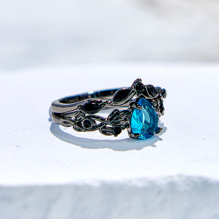 Olivenorma Lucky Stone Anello di fidanzamento con foglia di acquamarina