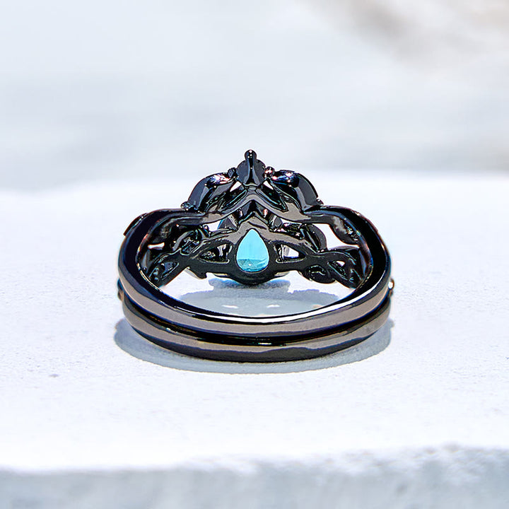 Olivenorma Lucky Stone Anello di fidanzamento con foglia di acquamarina