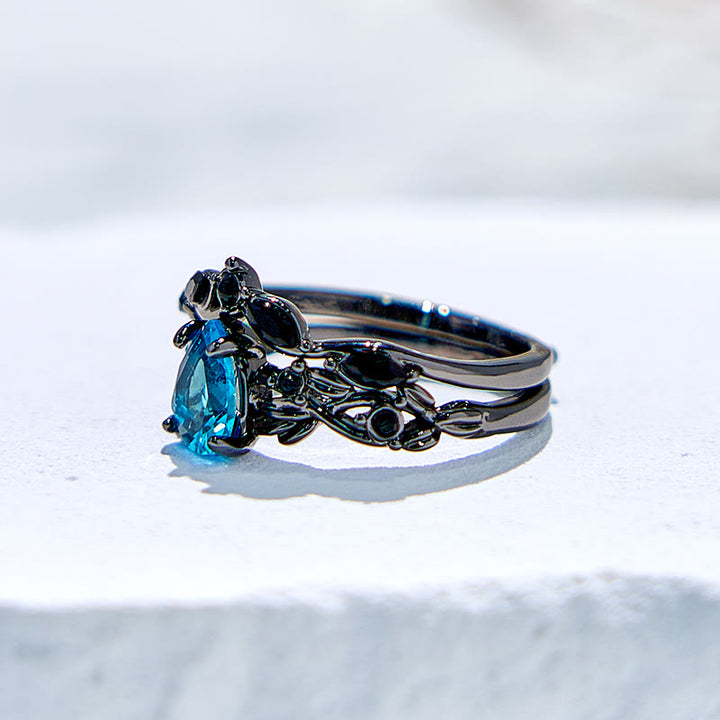 Olivenorma Lucky Stone Anello di fidanzamento con foglia di acquamarina