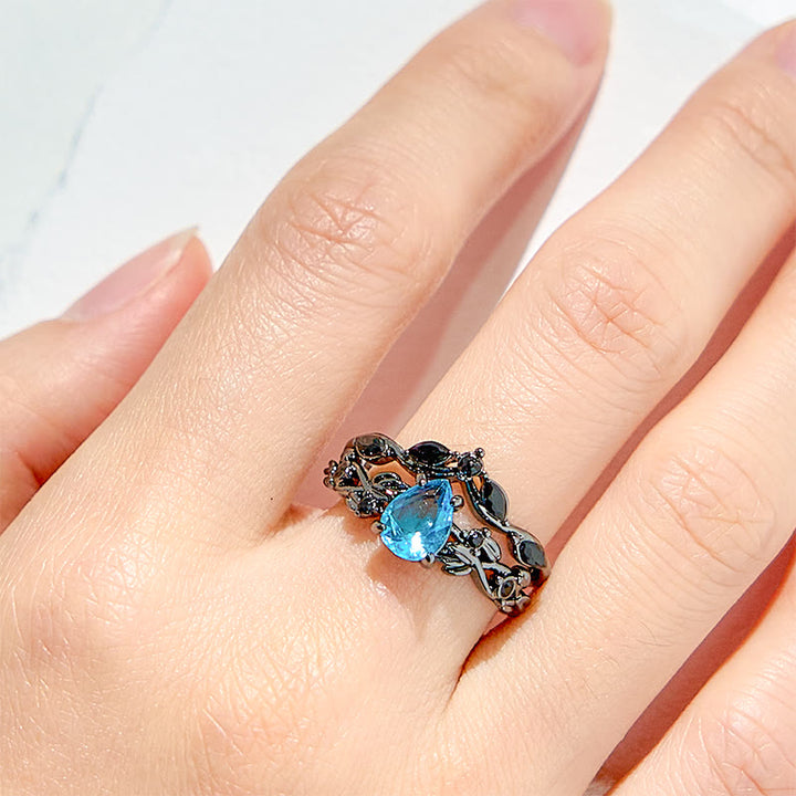 Olivenorma Lucky Stone Anello di fidanzamento con foglia di acquamarina