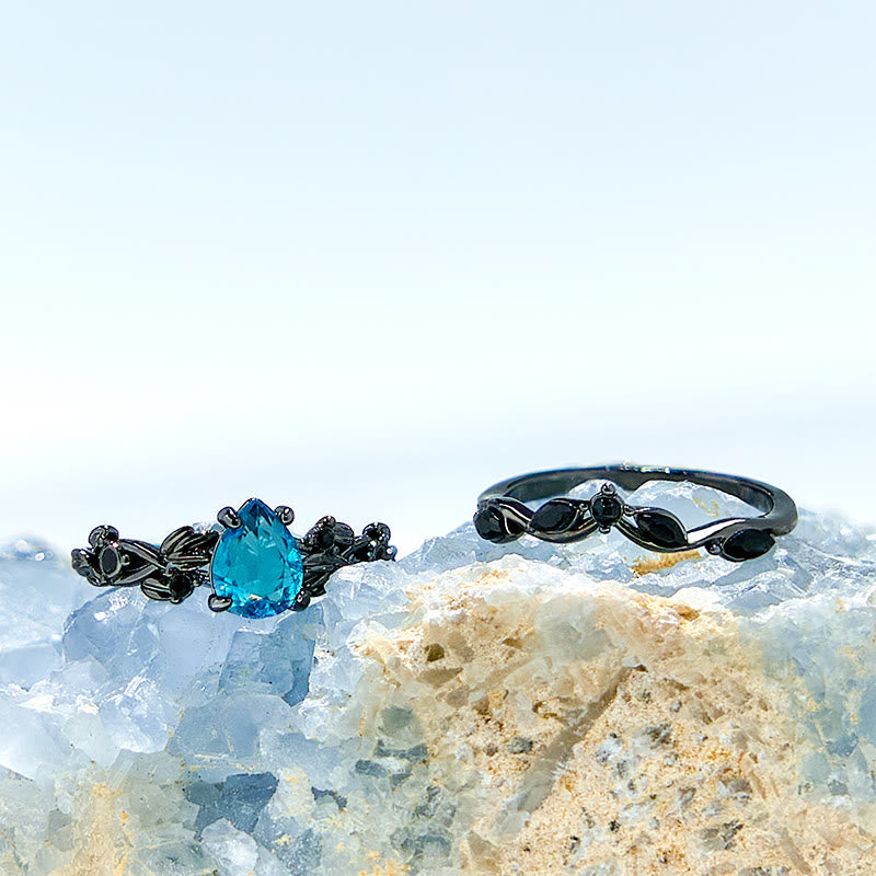 Olivenorma Lucky Stone Anello di fidanzamento con foglia di acquamarina