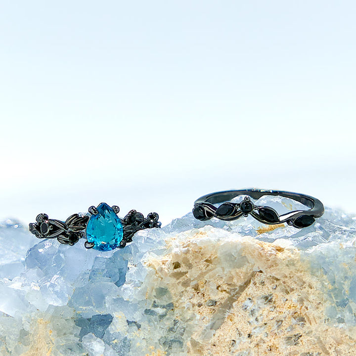 Olivenorma Lucky Stone Anello di fidanzamento con foglia di acquamarina