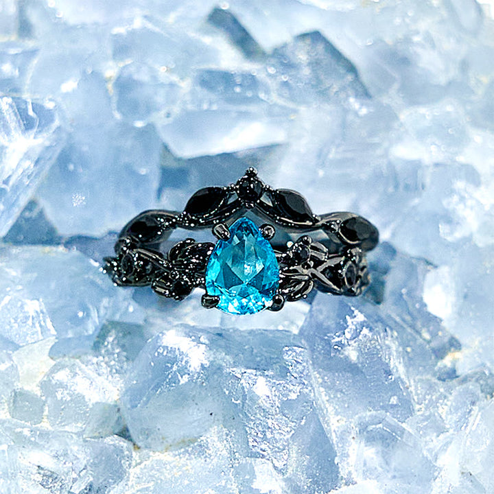 Olivenorma Lucky Stone Anello di fidanzamento con foglia di acquamarina